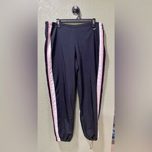 Nike Black Track Pants with Pink and White Stripes